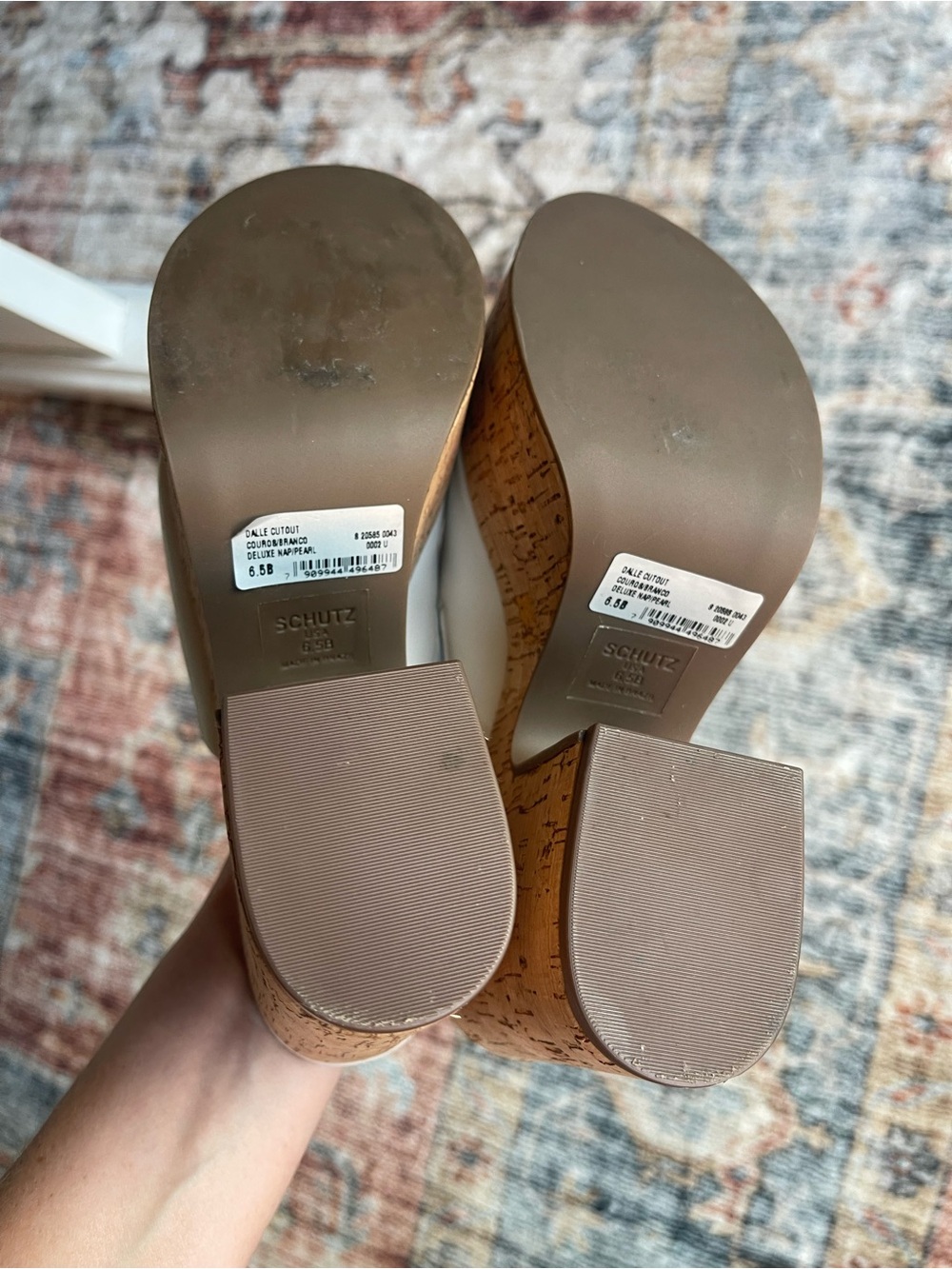 Schutz Dalle Cutout Leather & Cork Platform Sandal 6.5 hippy 70s - Picture 6 of 6